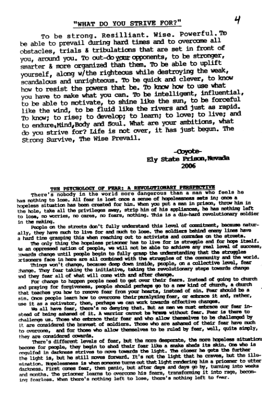 1lliant. Wise. Powerful.To clever, to how 1igent, sun, and 1ove; anbi Just Ely State Prison,Nevada 2006  hard times and to overcame all  “WHAT DO_YOU STRIVE FOR  To be strong. Re  3 R H]  fax it  2 